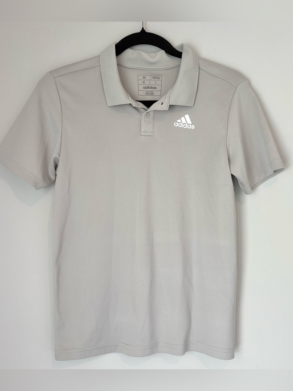 Boys Adidas Moisture Wicking Taupe Polo Youth Large 10/12